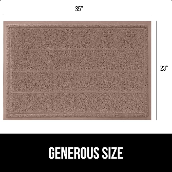 GORILLA GRIP Dirt Grabber Mesh Doormat, Low-Profile, Stain and Fade Resistant Heavy Duty Quick Dry Striped Doormats, Mats for Indoor or Outdoor Entry, Shoe Scraper, Garage Entrance Mat, 35x23, Latte