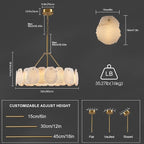 Round Alabaster Chandelier, 32in Spanish Marble Chandeliers for Dining Room, Alabaster Modern Chandeliers for Living Room, Adjustable Gold Chandelier for Bedroom, Bathroom, Kitchen, Foyer, Entryway