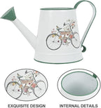 Small Watering Can for Indoor Plants Garden Metal Decorative Watering Can Outdoor Bonsai Balcony Courtyard Garden Flower Decorative, 1.5L, 50.7 Oz (White Green)