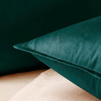 VAKADO Throw Pillow Covers 18x18 Set of 2 Teal Velvet Decor Decorative Couch Cushion Christmas Euro Xmas Pillowcases with Fringe Home Bed Decoration for Sofa Bedroom Office