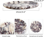 Natural Marble Tray, Coffee Table, Food, Fruit, Paper Cup, Cake Display, Coffee bar, Family Gatherings, Seasonal Holiday Decoration Tray(Viola-Circular-9.8"x9.8"x0.7")