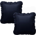 KKJIAF Ruffle Pillow Cases 26x26 Inches, Navy Blue Square Ruffled Pillow Covers Set of 2, Microfiber Wrinkle Resistant Pillow Shams with Envelope Closure for Sofa Bed Living Room
