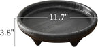 Round Light Wood Serving Tray with 4 Legs,12 Inch Rustic Decorative Tray for Home Decor,Black Footed Pedestal for Countertop, Kitchen, Bathroom, Bedroom (Plants, Candles, Artwork)