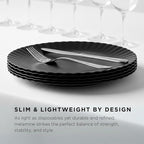 TP Melamine Plates Set of 8, 8-Inch Lightweight Reusable Plates for Picnic, Party, BBQ & Camping, Dishwasher Safe Tableware for Salads, Appetizers & Desserts, Black
