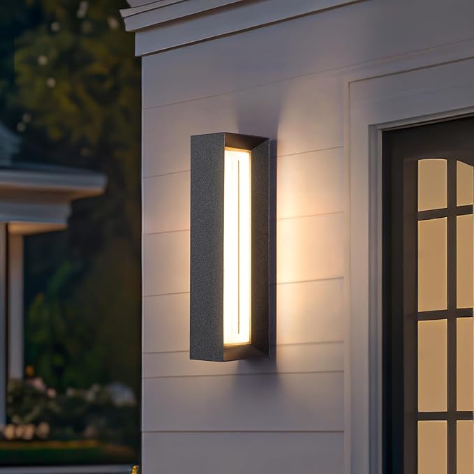 Outdoor Wall Light Hard Wired, 21" Modern Wall Sconce AC100-240V, Waterproof Garage Exterior Lighting Fixture Wall Mount, 3000K Front Porch Lamp, Large LED Sconce Light for House Outside Patio