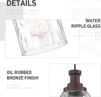 zeyu 1-Light Kitchen Hanging Light Fixture, Farmhouse Island Pendant Lighting, Water Ripple Glass Shade, Oil Rubbed Bronze Finish, ZG33M1L-L ORB-WG