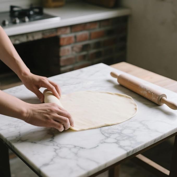 Natural Marble Cutting Board- 16x12 Inch Kitchen Bakery Tool for Professional Chef & Baker's Tray - Marble Display for Elegant Food Presentation & Stylish Kitchen Decor (white)