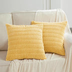 Fancy Homi 1 Pack Boho Yellow Spring Decorative Throw Pillow Covers 22x22 Inch for Couch Bed Sofa, Rustic Modern Farmhouse Home Decor, Soft Plush Corduroy Cute Square Cushion Case 55x55 cm