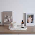 Statuario Marble Vanity Tray - Decorative Organizer for Bathroom Countertop, Dresser, Kitchen Sink