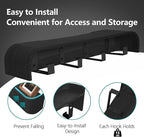 Coat Rack Wall Mount with Hidden Hooks Entryway Hanging Shelf Modern Wood Coat Hanger for Bedroom Kitchen Hallway Bathroom (Black,16.6 Inch Long)