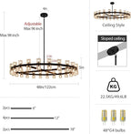 Modern 48 inch Black Round Chandeliers Light Fixture, Crystal Chandeliers for Dining Room, Living Room Chandelier, Wagon Wheel Chandelier Over Table, Suitable for Bedroom,Foyer,Includes Bulb