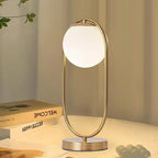 Mid Century Modern Gold Table Lamp White Glass Shade Nightstand Lamp Small Table Lamp for Bedside Bedroom Living Room Office