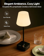 Cordless Table Lamp with Charging Base, Rechargeable 6000mAh Battery Operated Lamp, 3 Color Dimmable Smart Portable Table Light for Restaurant, Bedroom, Home, Kitchen Counter (White lampshade)