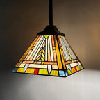 Tiffany Pendant Light Fixtures Hanging Lamp 1 Light Mission Style Vintage Farmhouse Mini Stained Glass Pendant Lighting for Kitchen Island Dining Room Hallway