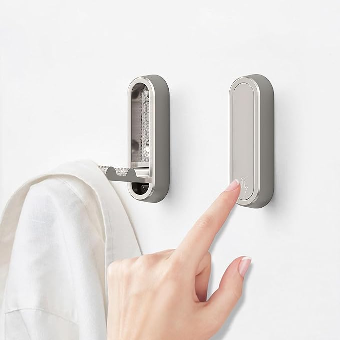4Pcs Foldable Wall Hooks, Zinc Alloy Folding Hook Silver, Heavy Duty Folding Coat Hooks Wall Mounted for Hanging Coat Towels Bags Keys (Silver, 4 Pack)