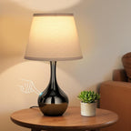 Seealle Touch Table Lamp for Bedroom, 3-Way Dimmable Small Bedside Lamps for Night Stands with Wires, Pearl-Black Desk Lamp for Kids Room, Office, Living Room, End Table(LED Bulb Included)