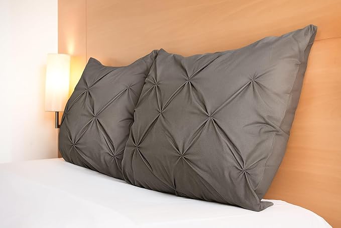COTTON STICH Pinch Pleated Pillow Shams Set Of 2, Zipper Closure - 600 Thread Count Super Soft Pinch Pillow Shams 100% Egyptian Cotton Decorative Pinch Pleated Bed Pillow Covers Set, Silver Grey 20X36