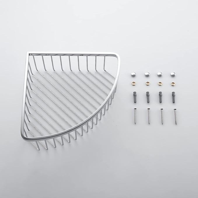 Bathroom Shower Caddy Corner Shelf Basket, Ultra Sturdy Rust-Proof Stainless Steel Shelf Organizer Shampoo Holder, Wall Mounted Storage Rack for Bathroom Kitchen, Polished Chrome
