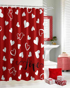 Vandarllin Red Valentine's Day Shower Curtain, Valentines Love Heart Shower Curtains Set with Hooks, Waterproof Fabric Bathroom Curtains Decor Home Accessories,72 X 78 Inch Long