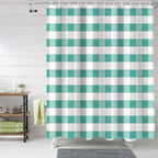 Vandarllin Rustic Green White Buffalo Check Plaid Pattern Shower Curtain, Farmhouse Shower Curtains Set with Hooks, Waterproof Fabric Bathroom Curtains Decor Home Accessories,Stall 36 X 72 Inch