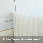 JOJUSIS Pack of 2 Faux Fur Plush Decorative Throw Pillow Covers Couch Cushion Case Soft Pillowcases (White, 12 x 20-Inch)