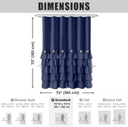 Seasonwood Navy Blue Shower Curtain for Bathroom Ruffle Shower Curtain 72 X 72 Inches Farmhouse Shower Curtains with Buttons & Blue Ruffles