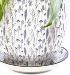 CHIVE ‘Liberte’ Ceramic Succulent Pots — 4.25” Cute Vintage Farmhouse Style Planters for Indoor Plants — Beautiful Home & Kitchen Decor — Blue Feathers