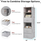 Vailando 6-Shelf Hanging Closet Organizer, 2 Separable 3-Shelf Hanging Shelves with 3 Drawers for Wardrobe, Nursery, Baby Clothes Organization and Storage