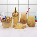 LUANT Vintage Pink Bathroom Accessories, 5Piece Bathroom Accessories Set, Bathroom Set Features, Soap Dispenser, Toothbrush Holder, Tumbler & Soap Dish - Bath Gift Set (Yellow)