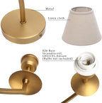 Phansthy Hardwired Wall Sconce Light Set of 2, Linen Fabric Shade Indoor Wall Lamps, Wall Decor Lightings Set of Two for Living Room, Bedroom, Hallway, Vanity Mirror (Antique Gold 2 Pack)