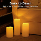 NURADA Large Outdoor Solar Candles Waterproof - 8" x 4" Rechargeable Solar Powered Flameless LED Pillar Flickering Candle for Patio Porch Lanterns Decor - Ivory White Set of 2