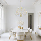 Modern Gold Chandelier for Dining Room,12-Light Gold Chandeliers,34 Inch Large Industrial Hanging Light Fixture for High Ceilings for Living Room, Kitchen, Entryway,Foyer