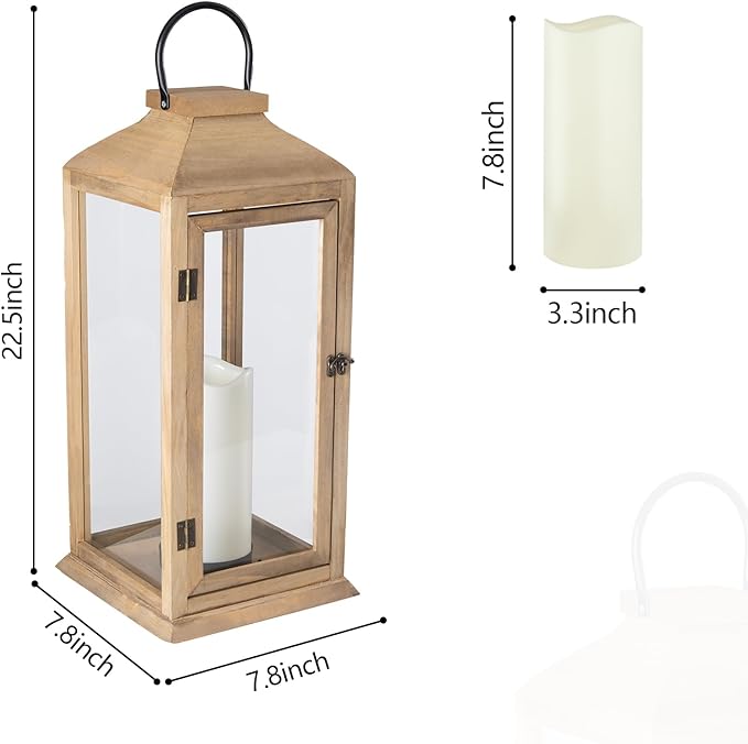 Bdor Large 22.5 Inch Decorative Lanterns with Flameless Pillar Candles, IP65 Waterproof Black Metal Lanterns for Home Decor, Indoor Outdoor, Front Porch, Garden, Farmhouse, Wedding Use