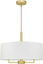 XiNBEi Lighting Pendant Light, Modern 4 Light Drum Pendant Lighting Adjustable Hanging Chandelier Ceiling Light for Living & Dining Room Satin Brass Finish XB-P1296-SB
