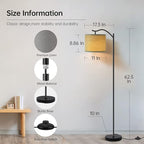 Floor Lamp for Living Room,LED Arched Stand Lamp,Tall Modern Standing Lamp with Linen Shade,E26 Socket, Footswitch, Mid Century Floor Lamps for Bedrooms,Office,Gray Double-Layer lampshade