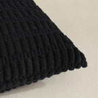 Fancy Homi Black Decorative Throw Pillow Covers 18x18 Inch for Living Room Couch Bed Sofa, Rustic Farmhouse Boho Home Decor, Soft Striped Corduroy Square Cushion Case 45x45 cm