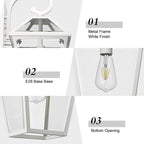 Outdoor Light Fixtures Wall Mount, Waterproof Exterior Wall Lanterns with Glass, Outside Wall Sconces, Front Porch Lights for House Garage Doorway Patio (White, Clear Glass)