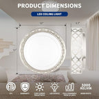 Flush Mount Ceiling Light, LED Light Fixture Ceiling Mount with Brushed Nickel Finish, 12inch 3000K/3500K/4000K/5000K/6000K Dimmable Ceiling Light for Hallway, Bedroom, Laundry Room