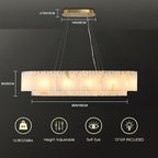 L40in Alabaster Rectangular Chandelier for Dining Room, Modern White Marble Oval Chandeliers for Kitchen Island, Rectangle Chandelier for Dining Table (Dimmable Bulbs INCL)