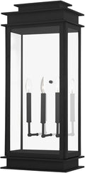 Livex 20208-04 Transitional Three Light Outdoor Wall Lantern from Princeton Collection in Black Finish