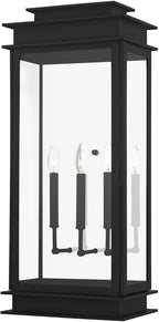 Livex 20208-04 Transitional Three Light Outdoor Wall Lantern from Princeton Collection in Black Finish