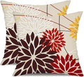 Red Brown Outdoor Pillow Cover 20X20 Inch Set of 2 Outdoor Waterproof Fall Floral Brown Decorative Pillowcase Decor for Couch Patio Funiture Garden Print Polyester Cushion Cover 01K20