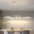 Modern Pendant Light Kitchen Island 47in Dimmable Hanging Lamp 3000k-6000K Adjustable Warm/Nautral/White with Remote Control, Kitchen Island Lighting Chrome Silver