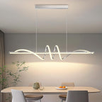 Modern Pendant Light Kitchen Island 47in Dimmable Hanging Lamp 3000k-6000K Adjustable Warm/Nautral/White with Remote Control, Kitchen Island Lighting Chrome Silver