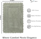 Savi Home Cotton Crochet Bathmat with Antiskid 17x24 Sage Green, 100% Pure Cotton, Super Soft Bath Rug, Plush & Absorbent, Hand Tufted Heavy Weight Construction, Full Reversible Step Out Rugs