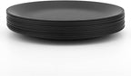 KX-WARE Plastic Plates Set of 12 - Unbreakable and Reusable 9.875 inches Dinner Plates, Black Color | Dishwasher Safe, BPA Free