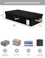StorageWorks 2-Pack Large Under Bed Storage Bins with Lids, Underbed Storage Containers with Handles and Label Holder, Closet Organizer for Clothes, Blankets, Sweater