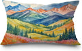 JINYO Watercolor Mountain Nature Landscape Pillow Covers 12x20, Colorful Maximalist Wildflower Meadow Forest Scenery Lumbar Throw Pillow Covers for Couch Bed Living Room Bedroom, Nature Lover Gifts