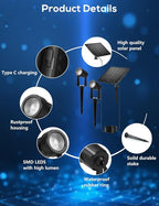 ZYAN Solar Landscape Spotlights Outdoor Waterproof IP65, Solar Powered Garden Yard LED Spot Lights for Outside Plant, Tree, Pathway, Auto On/Off Wall Lights for Walkway, Patio, Lawn-8 Pack