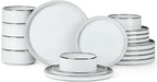 Onader Ceramic Dinnerware Sets for 6, Stoneware Plates and Bowls with Rustic Terracotta Bottom, Elegant Kitchen Dinner Dish Set, 18-Piece Dishware Tableware - Glacier White